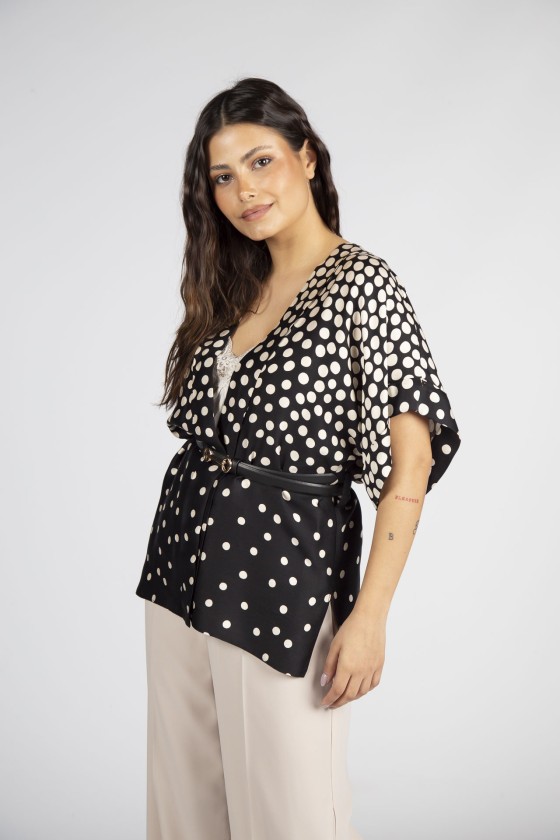 Casaco kimono polka dot