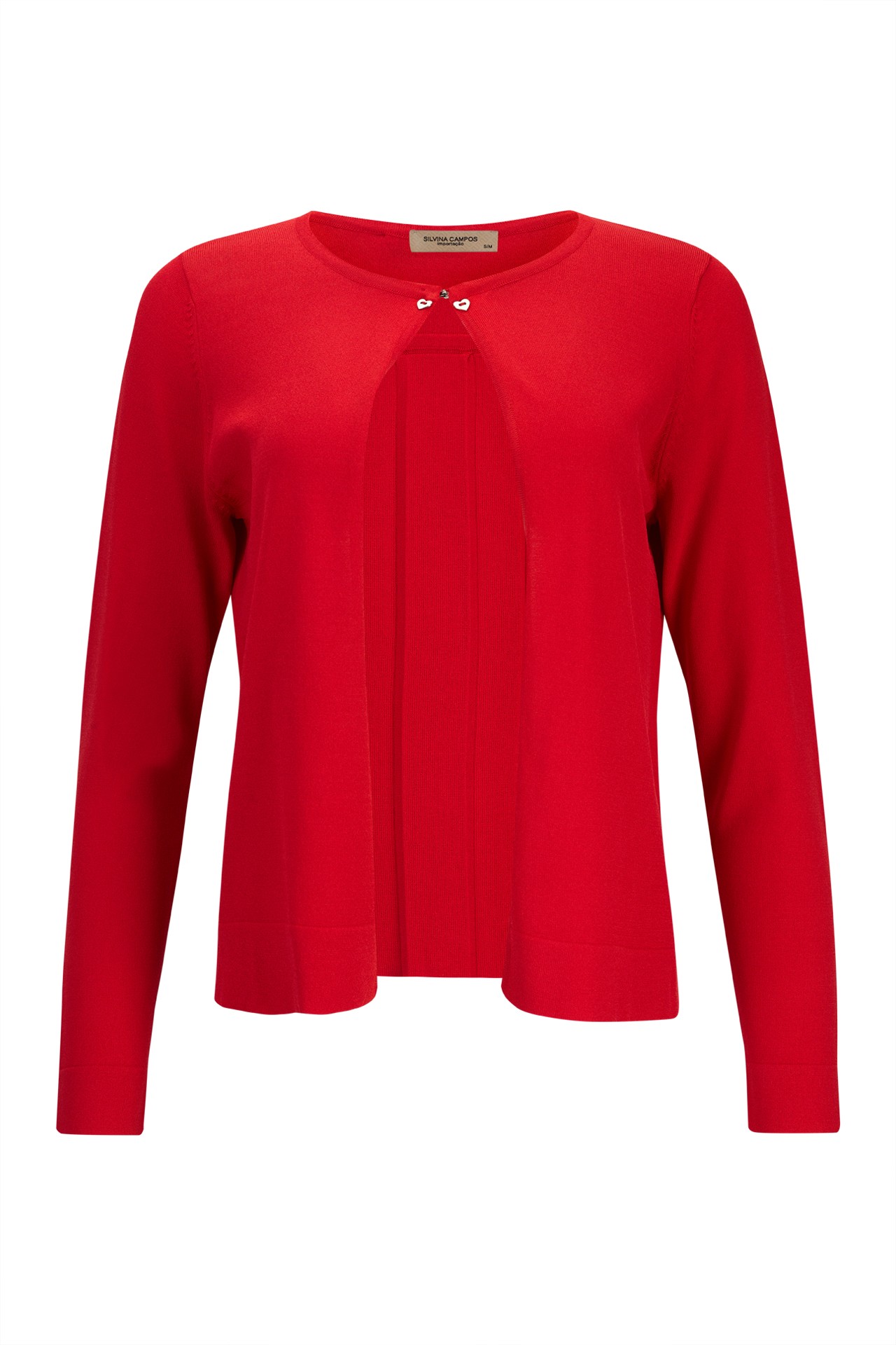 Knitted jacket with hook fastening