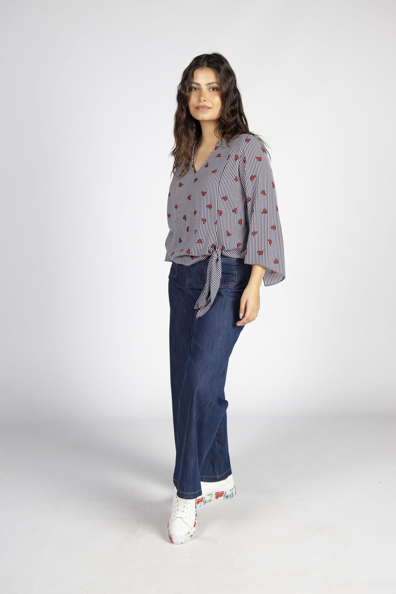 Túnica detalle de nudo estampada