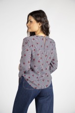 Allover print knot blouse