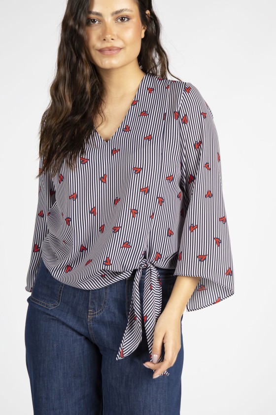 Túnica detalle de nudo estampada