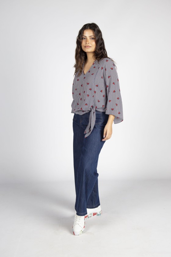 Túnica detalle de nudo estampada