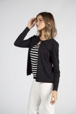 Knitted jacket with hook fastening