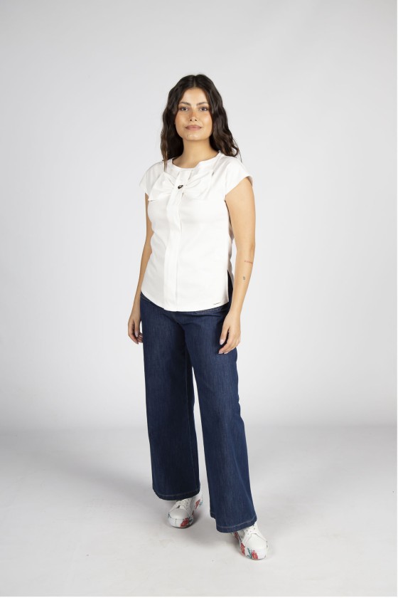 T-shirt de algodão com laço