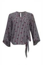 Allover print knot blouse