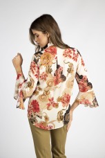 V-neck blouse with gathers