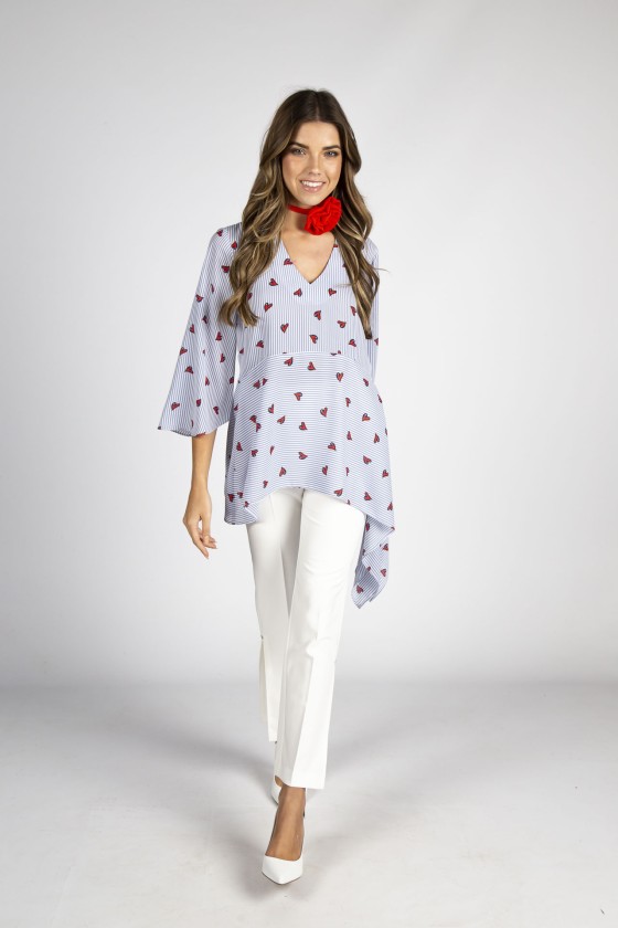 Túnica asimétrica corazones