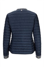 Quilted parka with denim details