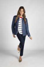 Quilted parka with denim details