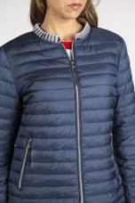 Quilted parka with denim details