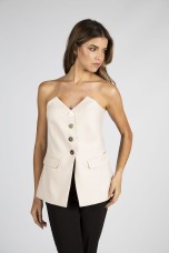 Corsetry-inspired top with removable straps