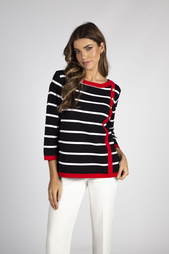Camisola de malha s riscas