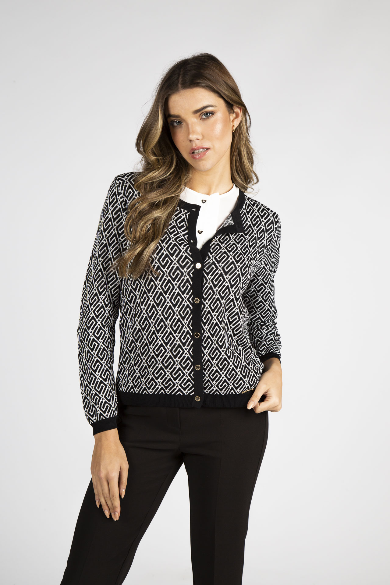 Chaqueta de punto con estampado geométrico