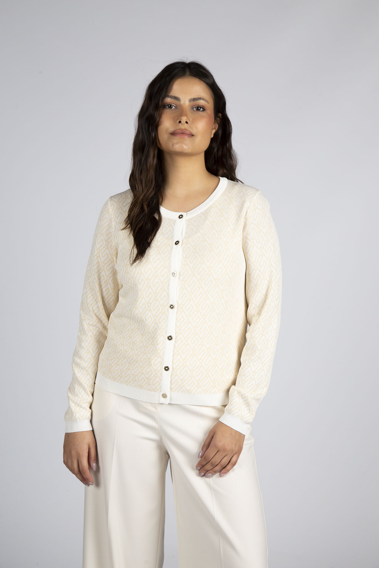 Chaqueta de punto con estampado geométrico