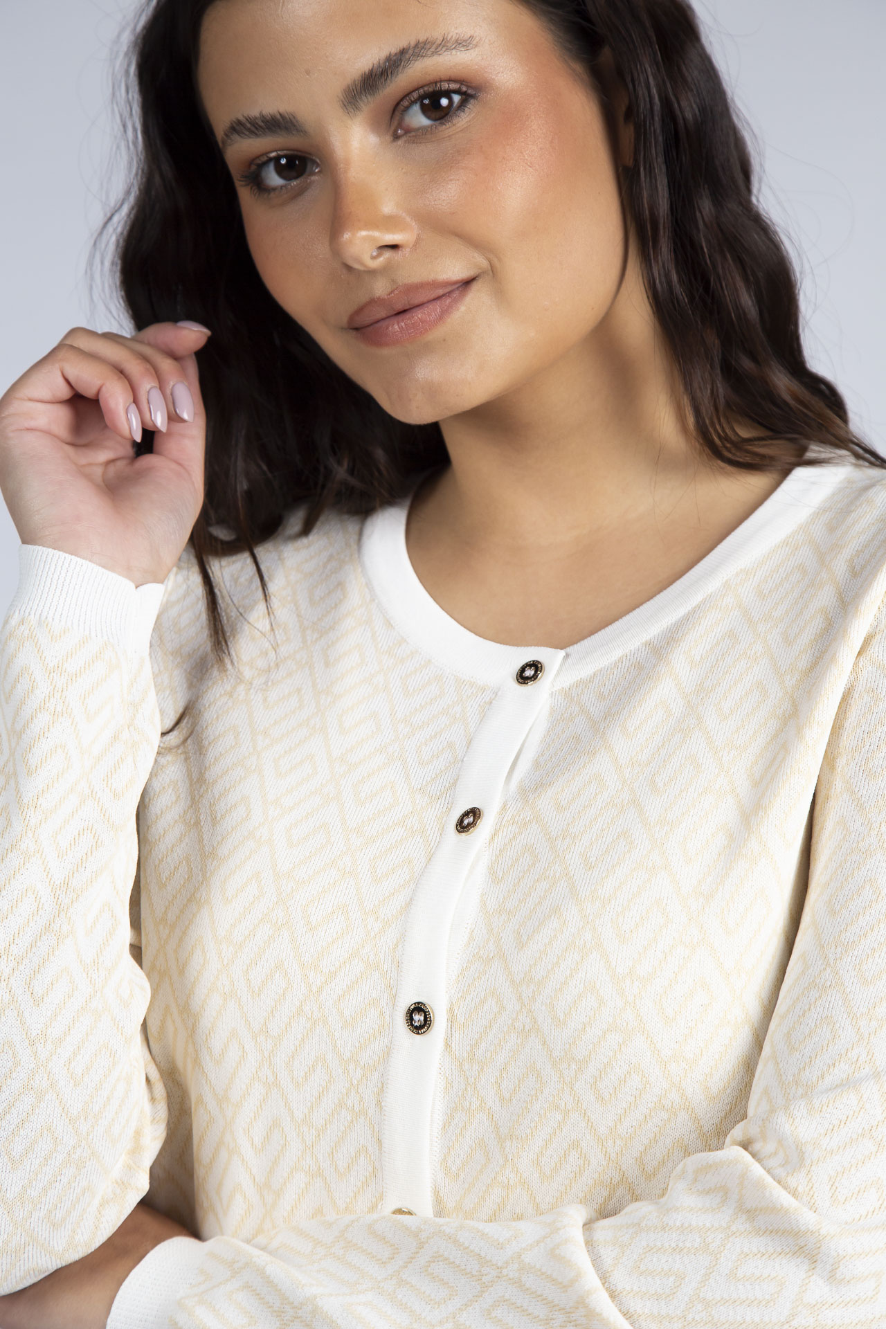 Chaqueta de punto con estampado geométrico