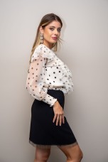 Tnica polka dot com folhos
