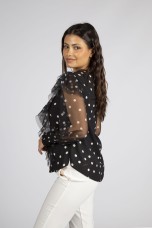 Tnica polka dot com folhos