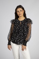 Tnica polka dot com folhos