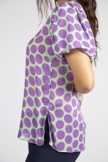 Polka dot shirt with side buttons