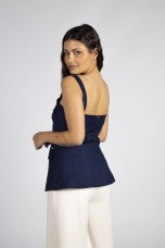 Corsetry-inspired top with removable straps