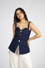 Corsetry-inspired top with removable straps