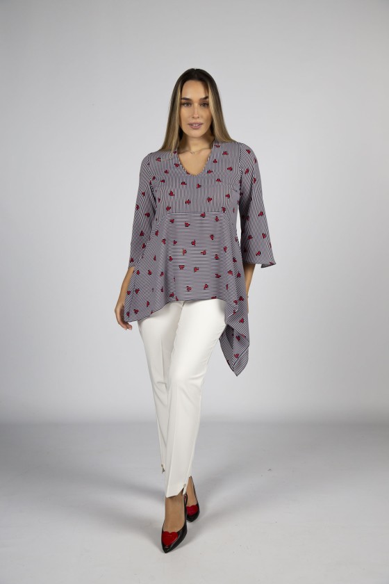 Tnica asimtrica corazones