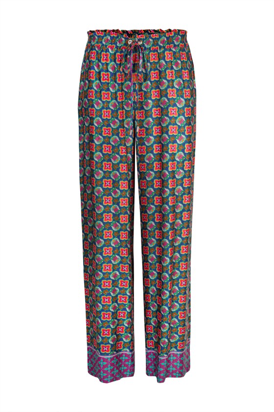Ethnic print wide-leg trousers