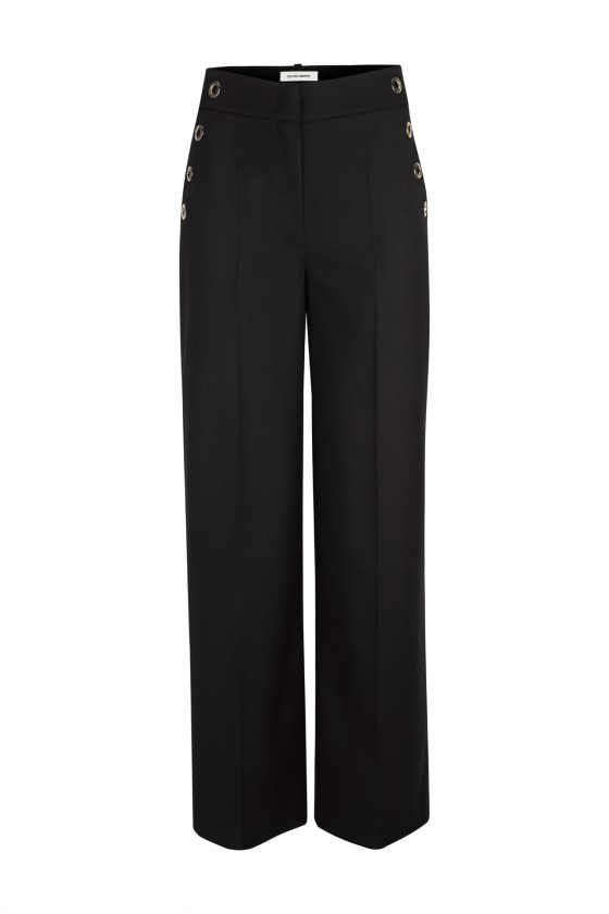 Wide leg pants with eyelets