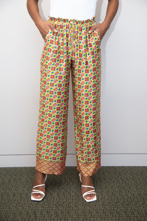Ethnic print wide-leg trousers