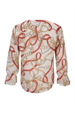 Allover print bow blouse