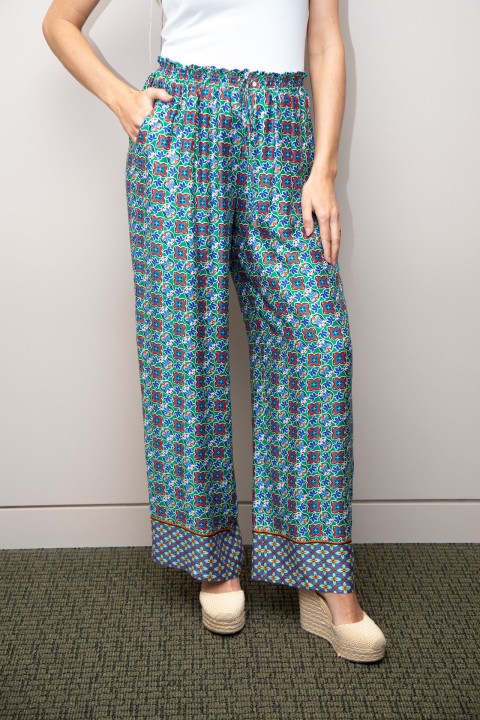 Ethnic print wide-leg trousers