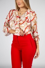 Allover print bow blouse
