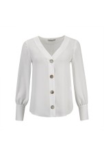 Blusa de mangas compridas e decote em v
