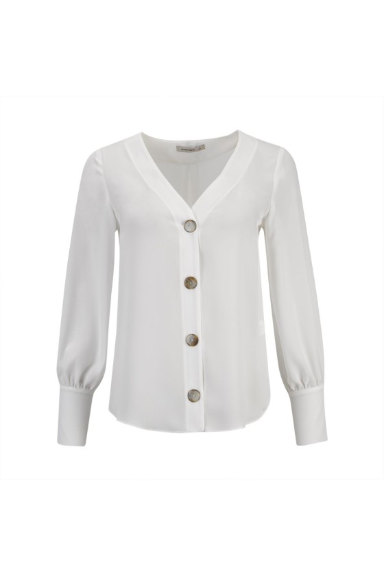 V-neck blouse with long sleeves