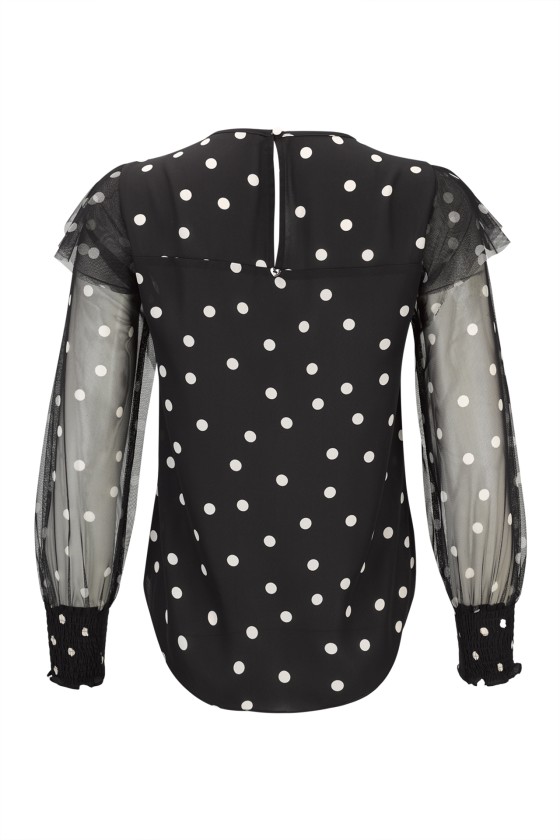 Tnica polka dot com folhos