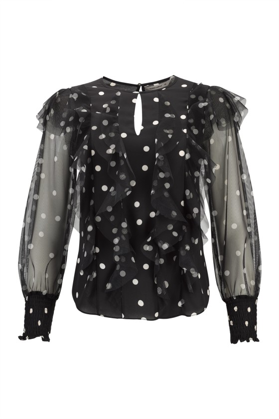 Tnica polka dot com folhos