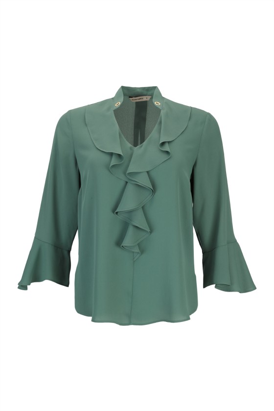 V-neck blouse with gathers