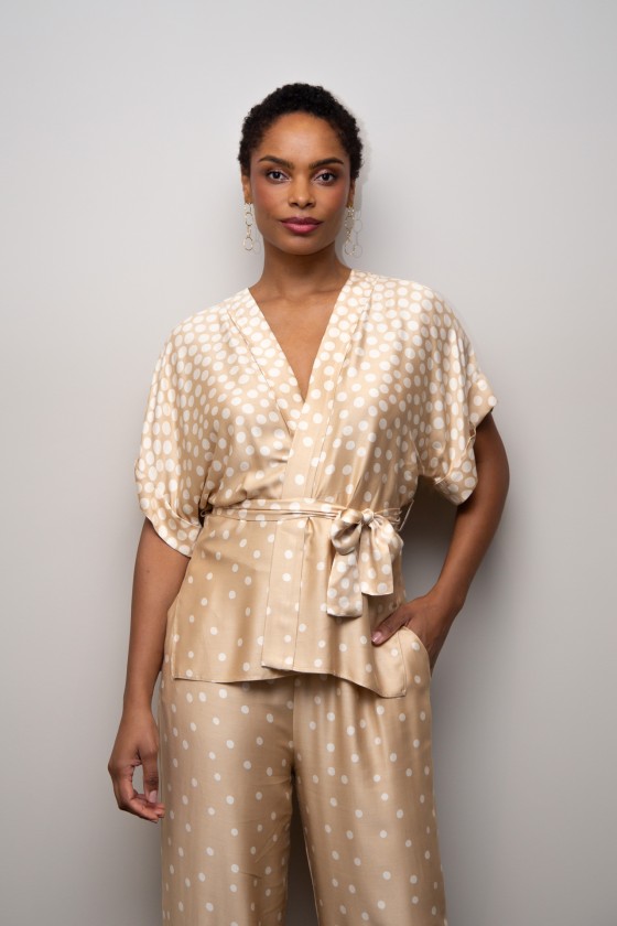 Casaco kimono polka dot