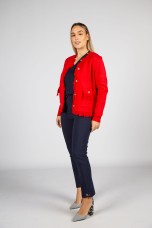 Knitted jacket with fringes
