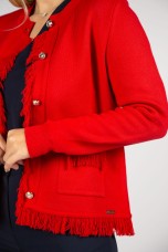 Knitted jacket with fringes