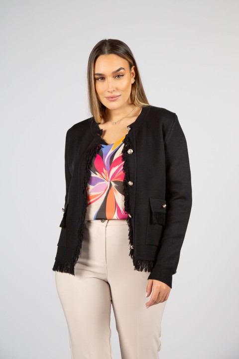 Chaqueta de punto con flecos
