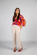 Allover print eyelet-detail shirt