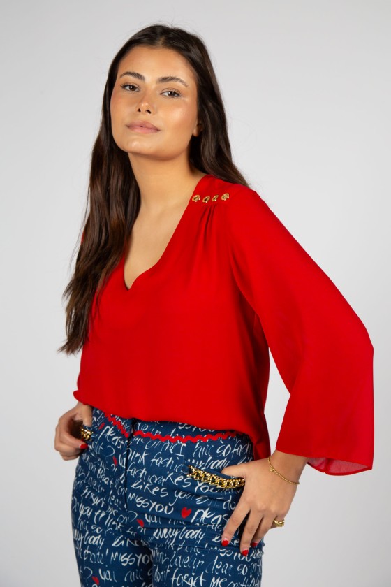 Eyelet-detail shirt