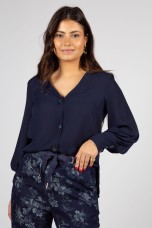 V-neck blouse with long sleeves