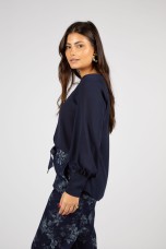 V-neck blouse with long sleeves