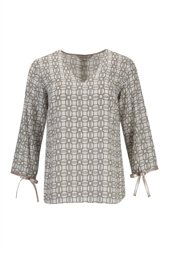 Tnica con lazo estampada 