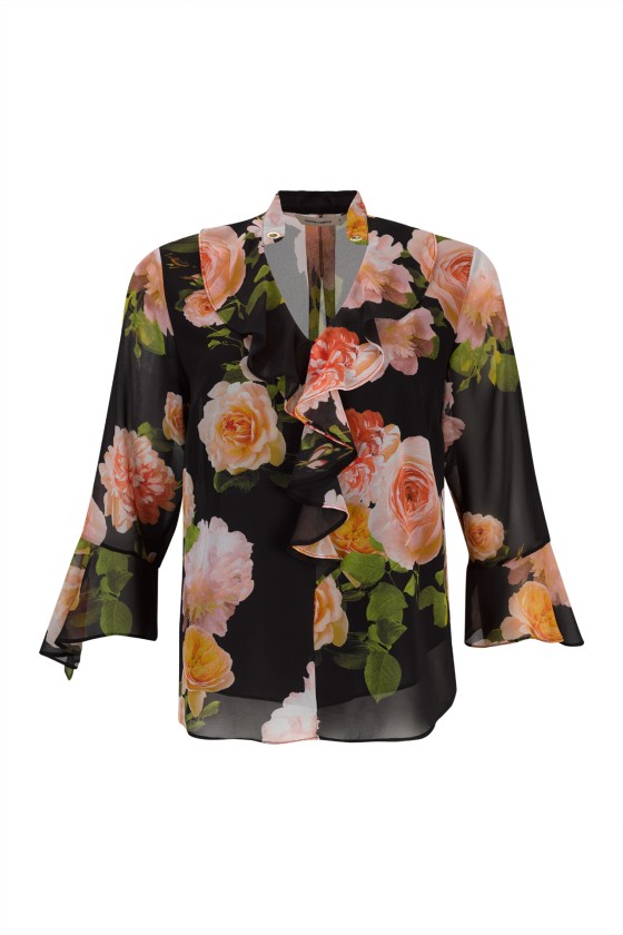 V-neck blouse with gathers