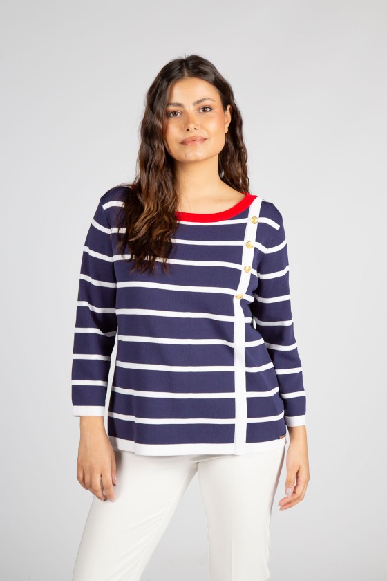 Camisola de malha s riscas