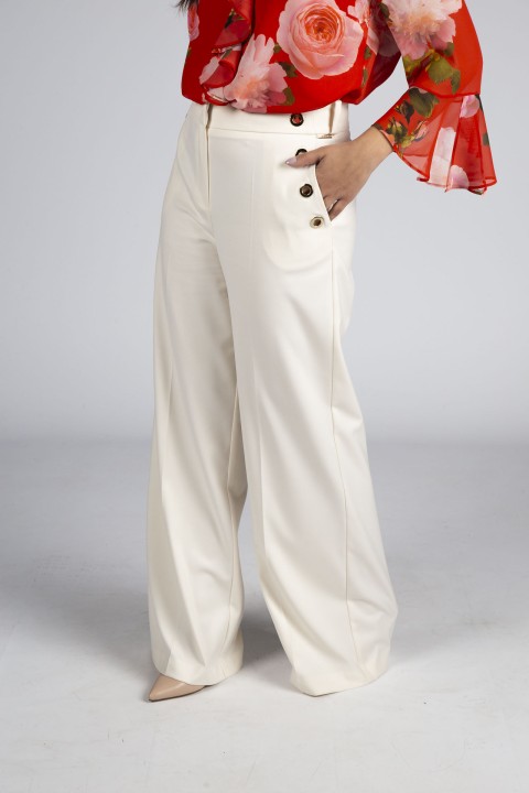 Wide leg pants with eyelets