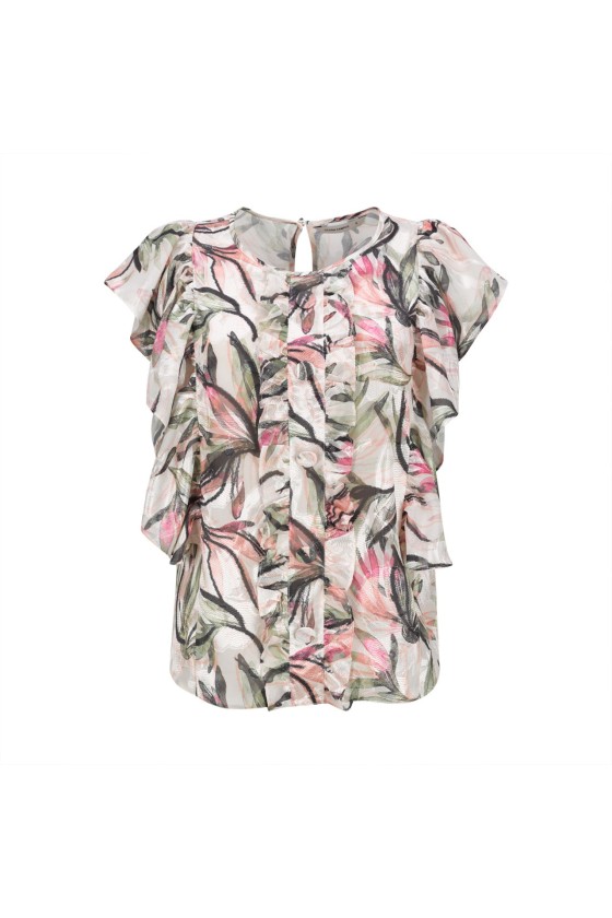 Gathered blouse with lined buttons